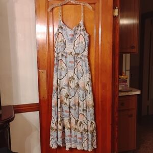 Cynthia Rowley Tropical Print Maxi Dress, Amalfi Coast Pattern, Size 14